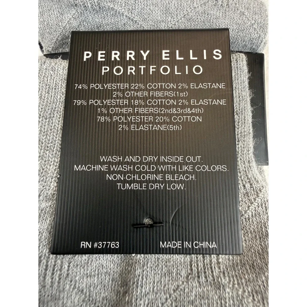 Perry Ellis Portfolio Mens 5 Pack Dress Socks Black Grey Navy Blue New Sz 7-12